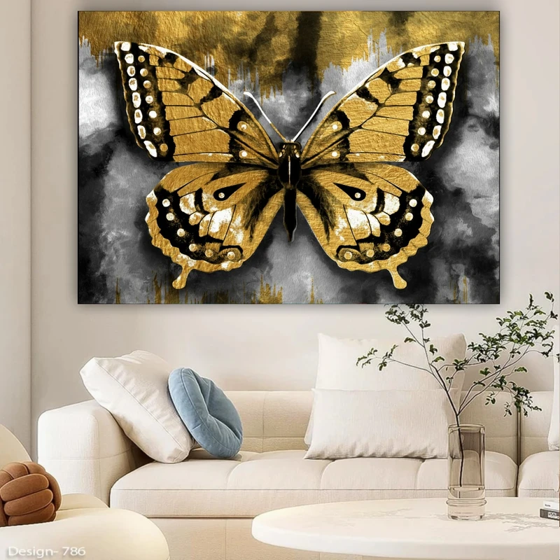 تابلو بوم طرح مخمل نقاشی مدل پروانه کد PY549