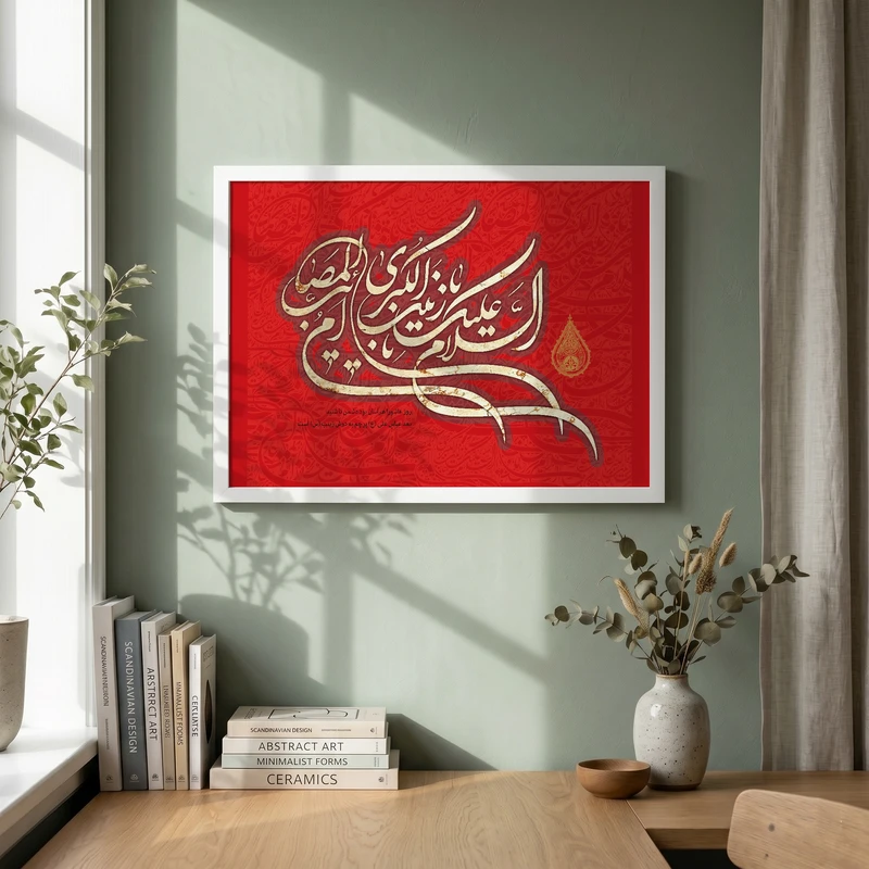 تابلو طرح وفات حضرت زینب (س) مدل G14912 فریم سفید