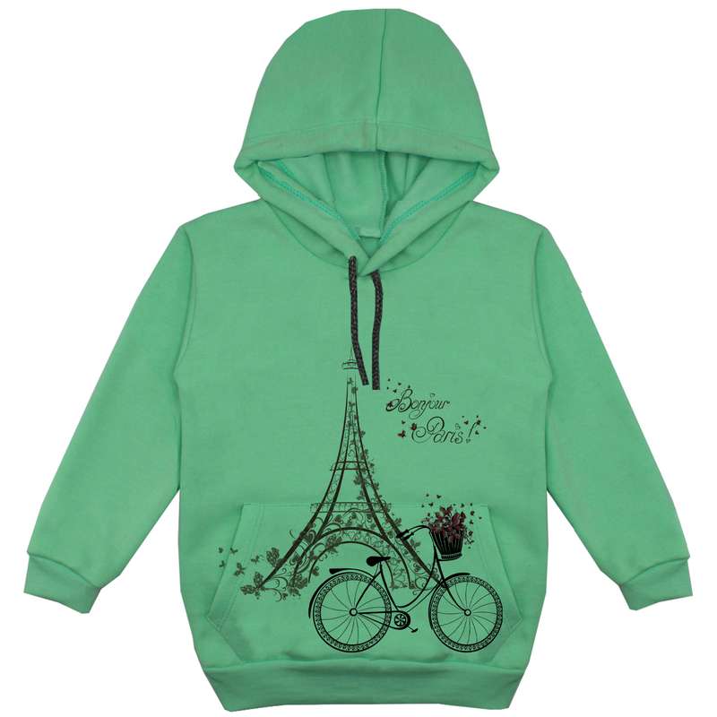 هودی دخترانه مدل دوچرخه ایفل F51 رنگ سبز 