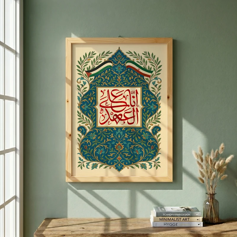 تابلو طرح انا علی العهد مدل G14096 فریم کرم روشن