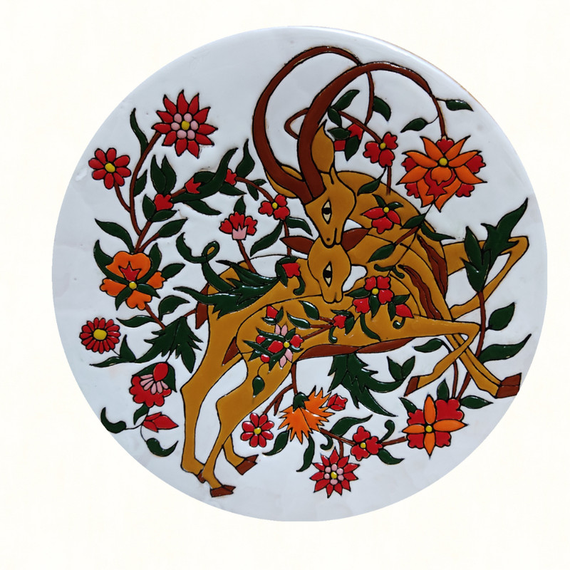 بشقاب دیوارکوب سفالی مدل گوزن کدeh54 مجموعه سه عددی