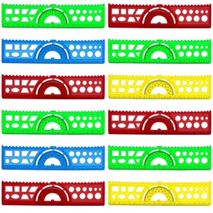 خط‌کش ۲۰ سانتی‌متری مدل نقاله دار ژله ای بسته 12 عددی