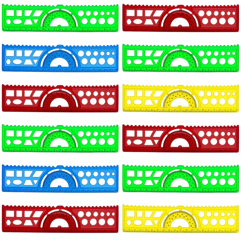 خط‌کش ۲۰ سانتی‌متری مدل نقاله دار ژله ای بسته 12 عددی