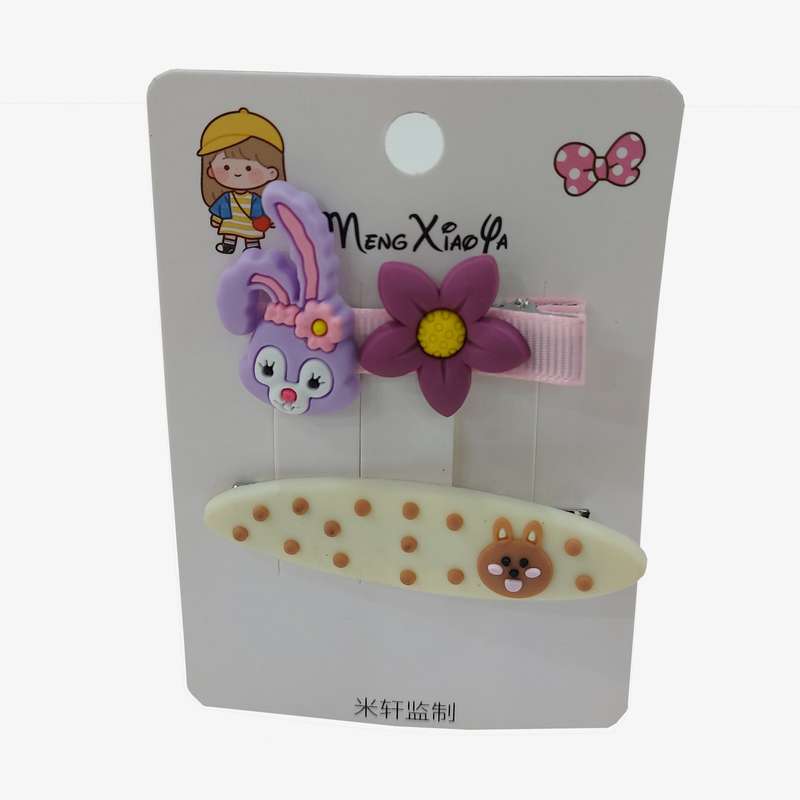 گیره مو دخترانه مدل فانتزی خرگوش و خرسی بسته 2 عددی