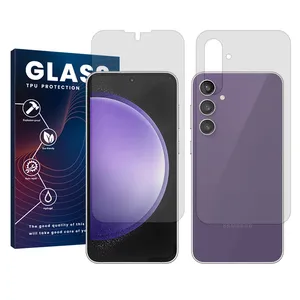 Glass Resistant model transparent screen protector suitable for Samsung Galaxy S23 FE mobile phone along with the back protector