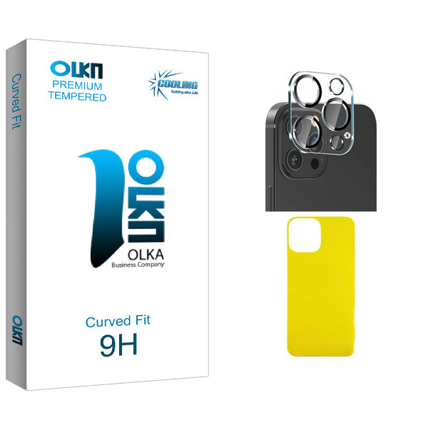 محافظ پشت گوشی کولینگ مدل Olka Glass FLL مناسب برای گوشی موبایل اپل iPhone 13 ProMax  به همراه محافظ لنز دوربین