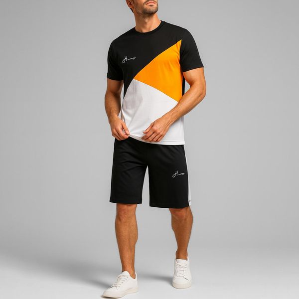 ست تی‌شرت آستین کوتاه و شلوارک راحتی مردانه مادر مدل triangle