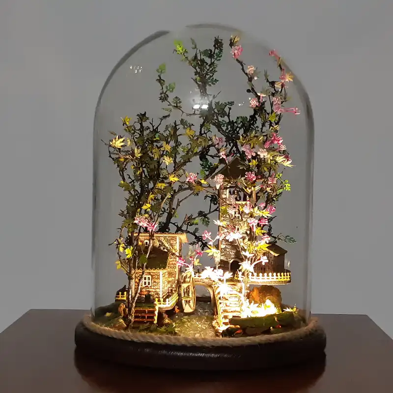 چراغ خواب هانسل وود مدل کلبه رویایی فصل بهار کد 30cm طرح آسیاب