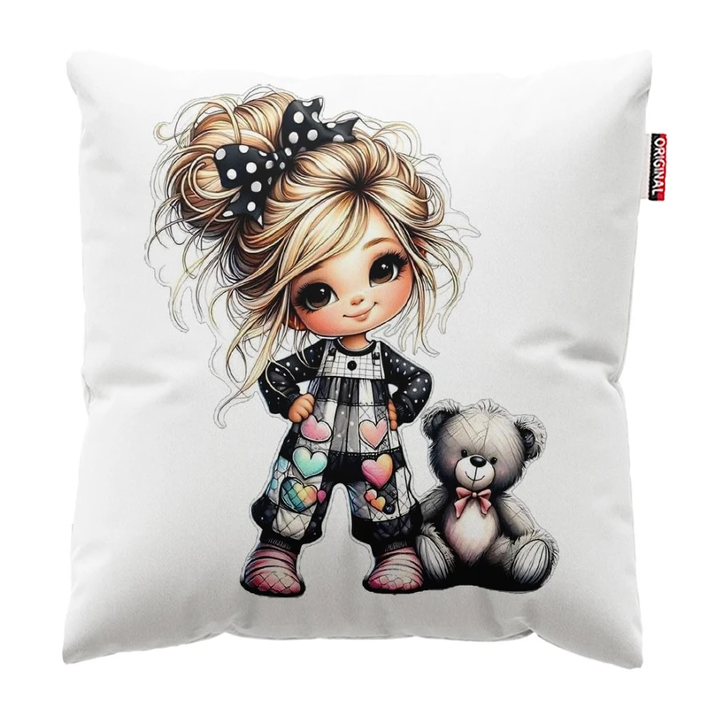  کوسن پاد آفرین طرح دختر کوچولو کد 1868 سایز 30*30 سانتی متر