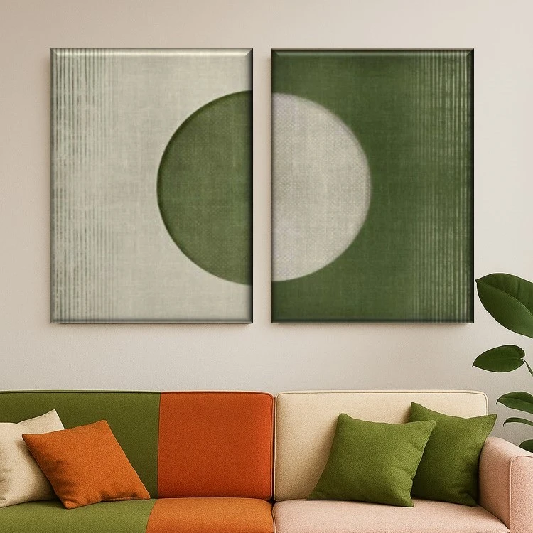 تابلو نقاشی اکرلیک به سبک انتزاعی طرح دایره مدل204 مجموعه 2 عددی