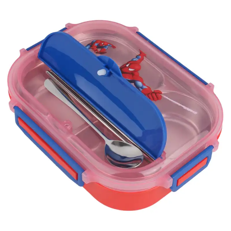 ظرف غذا کودک طرح اسپایدرمن به همراه قاشق و چاپستیک