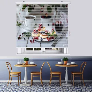  پرده زبرا زیو طرح صبحانه کد B16 سایز 100x280 سانتی متر