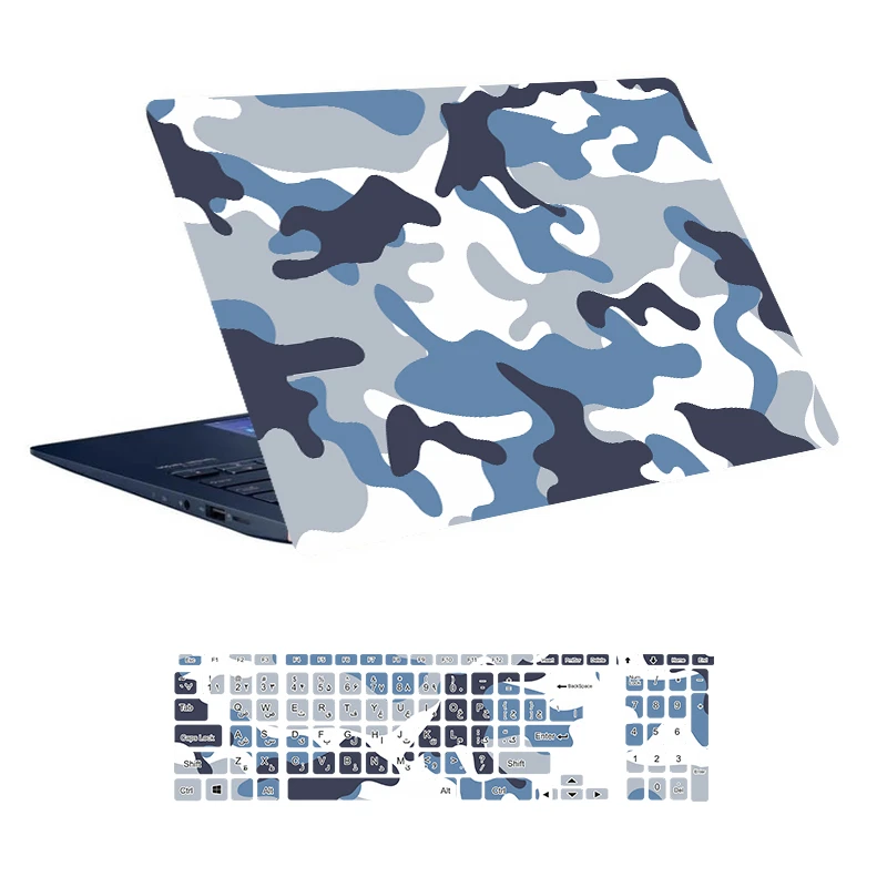 استیکر لپ تاپ توییجین و موییجین طرح Military کد 15 مناسب برای لپ تاپ 15.6 اینچ به همراه برچسب حروف فارسی کیبورد 