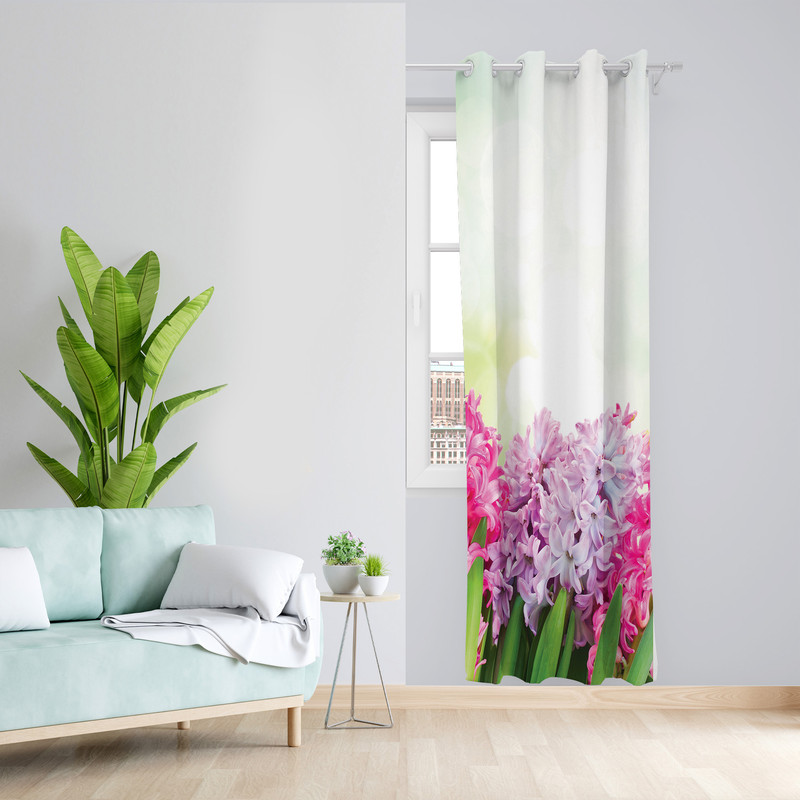 پرده طرح گل سنبل مدل مخمل پانچی کد L 440R Z سایز 140x200 سانتی متر