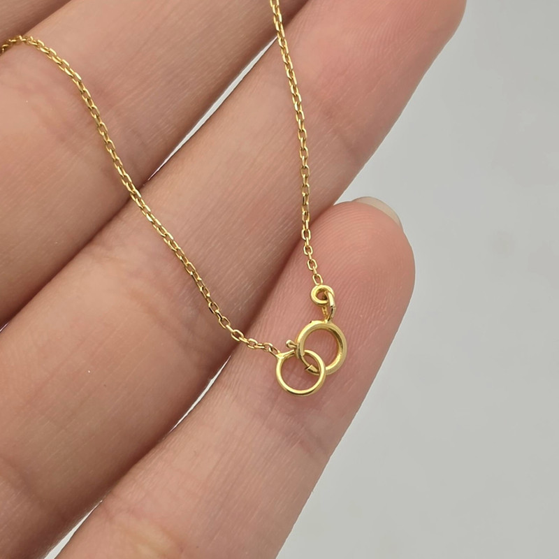 گردنبند طلا کم اجرت 18 عیار زنانه با زنجیر حلقه‌ای (فلامینگو) طلا و شمش برلیان مدل شعر