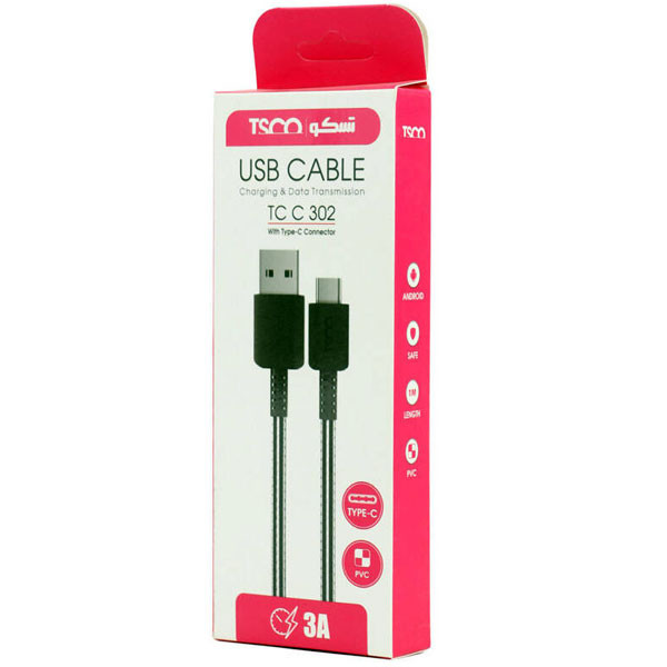 کابل تبدیل USB به USB-C تسکو مدل TCC302 طول 1 متر