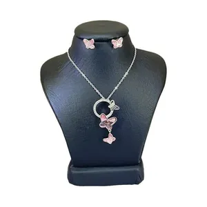 نیم ست نقره زنانه سواروسکی مدل پروانه کد 3249