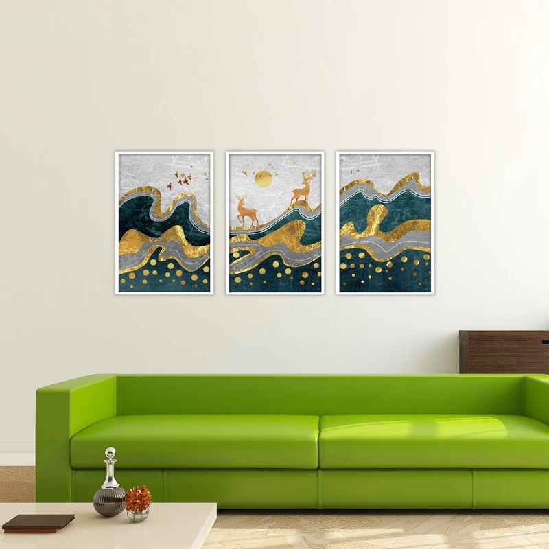 تابلو بکلیت طرح مدرن انتزاعی مدل شاین اکلیلی W-1905 مجموعه 3 عددی
