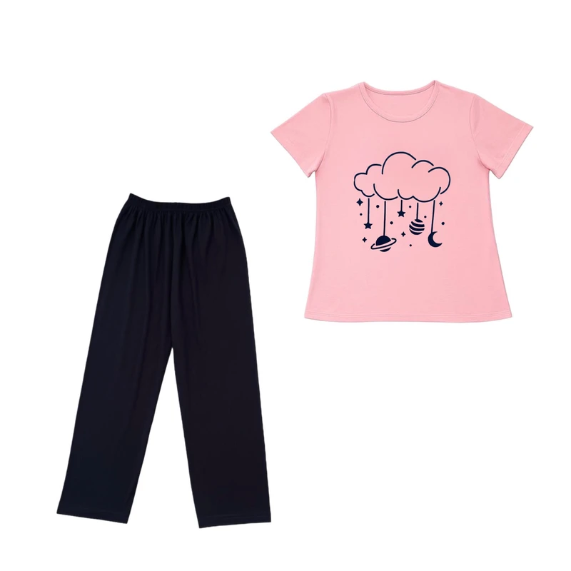 ست تی شرت آستین کوتاه و شلوار راحتی زنانه مدل MNQ23