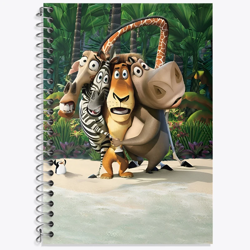 دفتر زبان 50 برگ خندالو مدل دو خط طرح ماداگاسکار (Madagascar) کد N5070