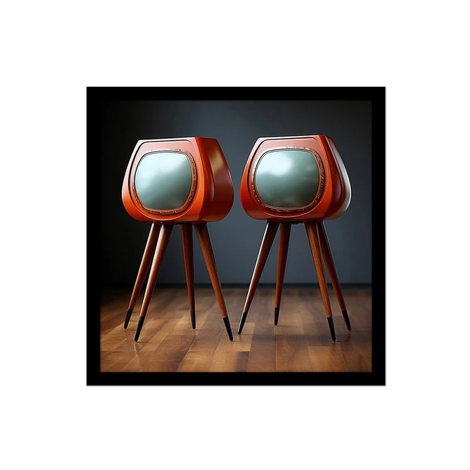 تابلو نوری بکلیت طرح گرافیکی تلویزیون قدیمی مدل B-MID-16002