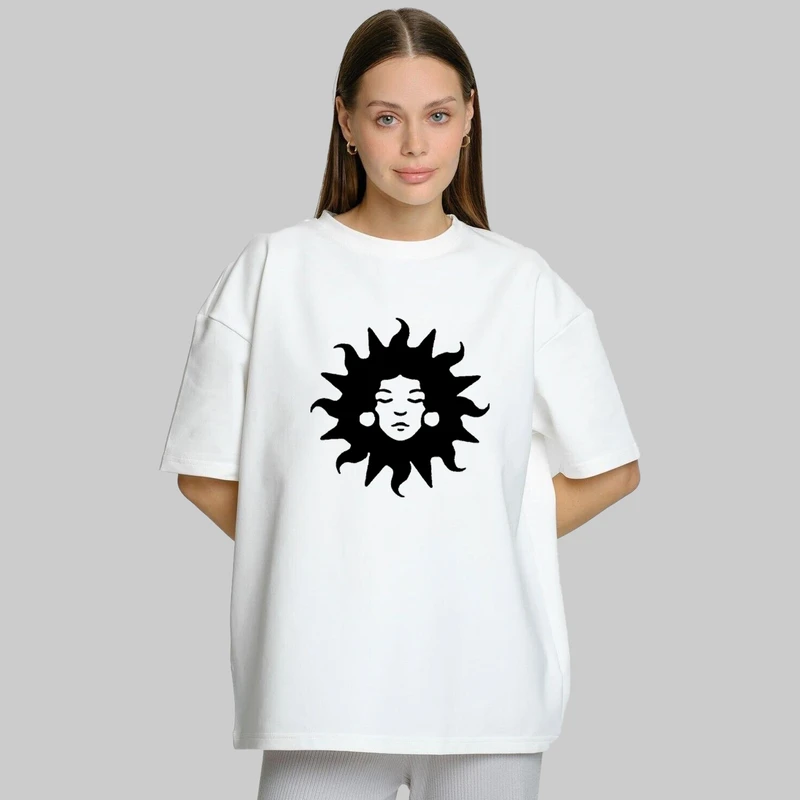 تی شرت آستین کوتاه زنانه پنبه طرح sun girl