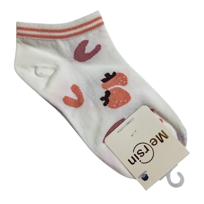 جوراب ساق کوتاه زنانه مدل توت فرنگی و قلب