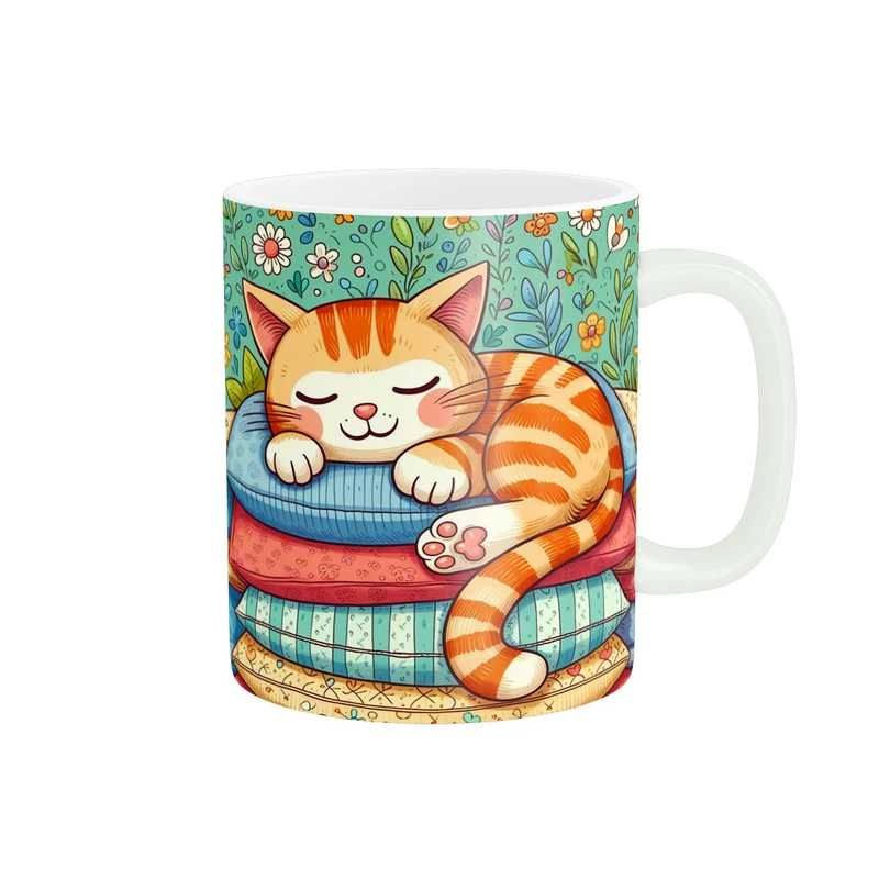 ماگ پادآفرین مدل فانتزی طرح گربه کیوت و بامزه کد p9939