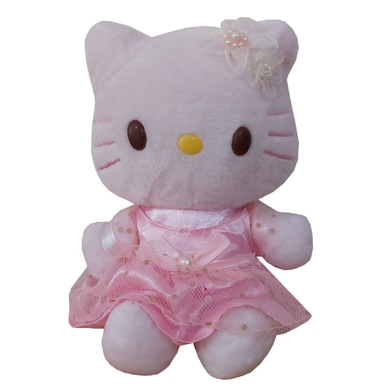 عروسک طرح گربه هلوکیتی مدل Hello Kitty Net Dressed کد SZT5/392 ارتفاع 18 سانتی متر