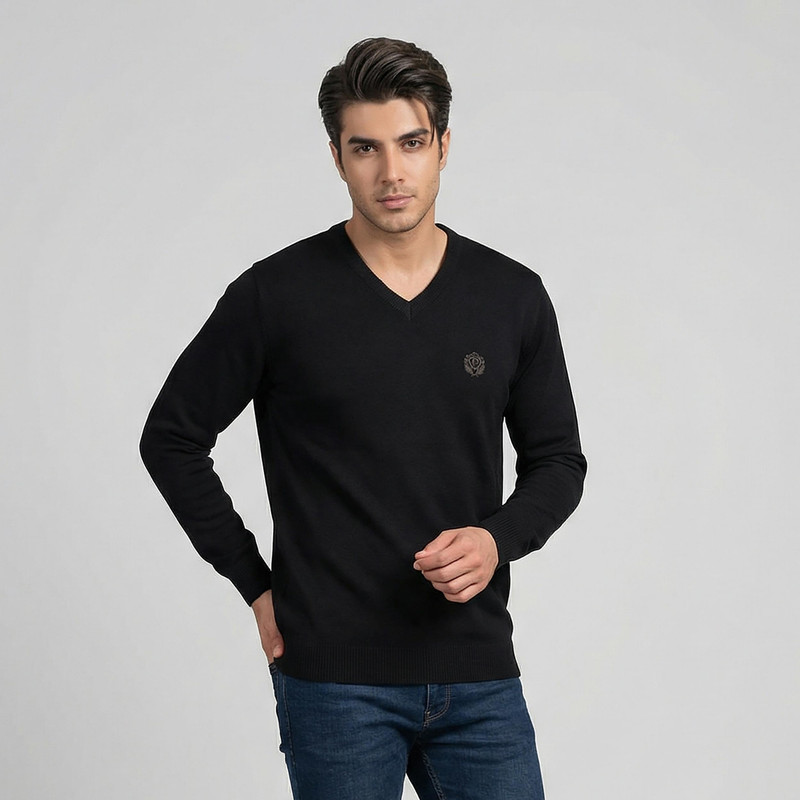 پلیور یقه هفت مردانه تریکو پاییزان مدل P700