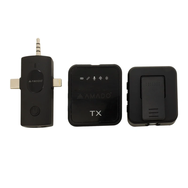 ست میکروفن بی سیم آمادو مدل AM-MC13 با درگاه های اتصال لایتنینگ و تایپ سی