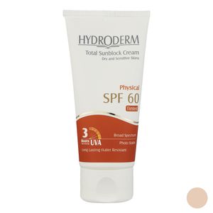 نقد و بررسی کرم ضد آفتاب رنگی هیدرودرم SPF60 مدل Phisical Tinted مناسب پوست های حساس حجم 50 میلی لیتر توسط خریداران