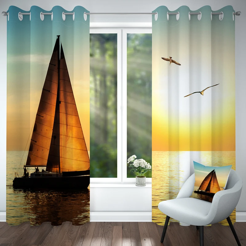 پرده پانچی مدل قایق کد 4337 سایز 140x280 سانتی متر