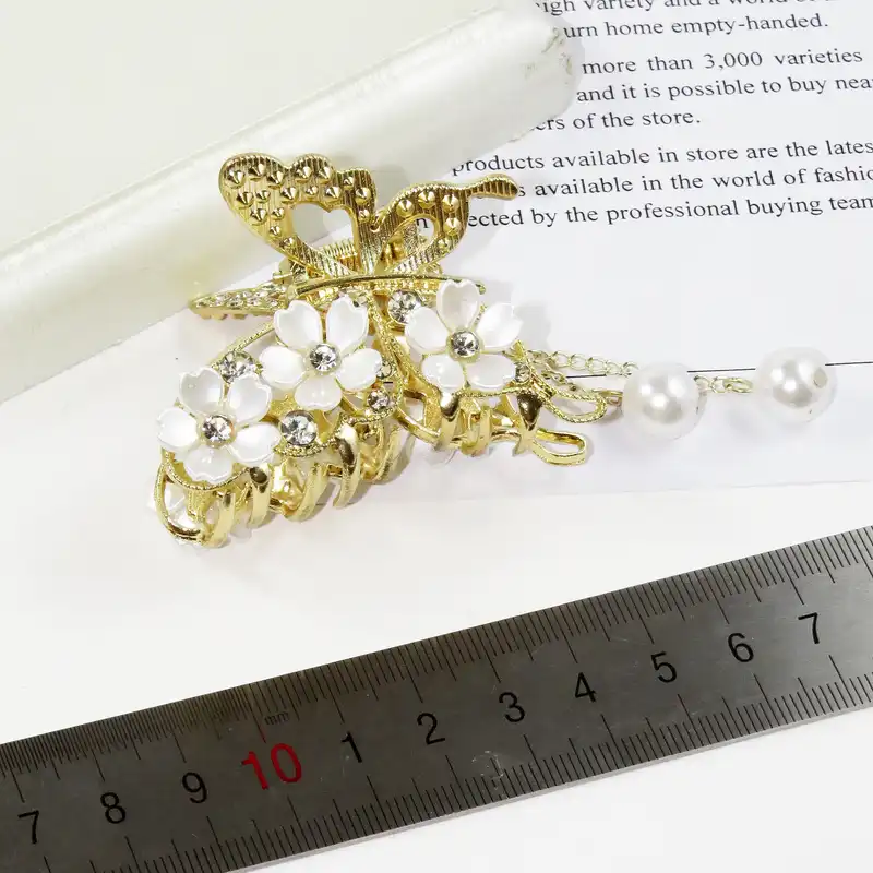 کلیپس مو زنانه مدل شکوفه و پروانه آویز دار کد G_Lnd_1450