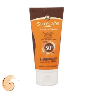 کرم ضدآفتاب و آنتی‌آکنه رنگی سان‌سیف مدل SPF50، مناسب پوست‌های چرب، حجم 50 میلی‌لیتر
