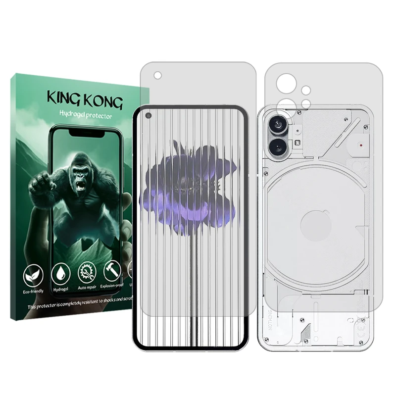 محافظ صفحه نمایش شفاف کینگ کونگ مدل Tough مناسب برای گوشی موبایل ناتینگ Phone 1 به همراه محافظ پشت گوشی