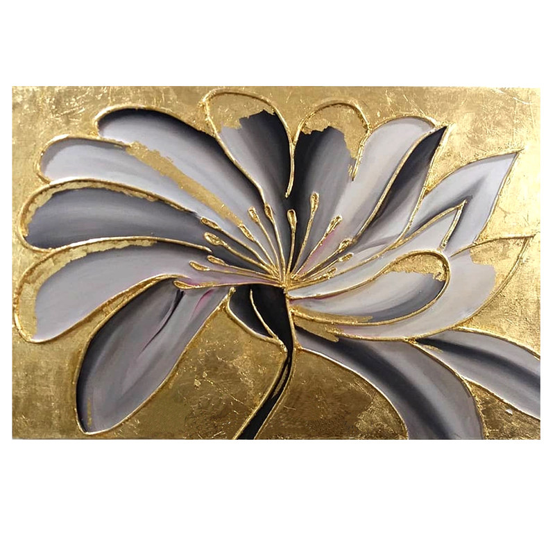 تابلو نقاشی ورق طلا مدل گل دکوراتیو کد 730