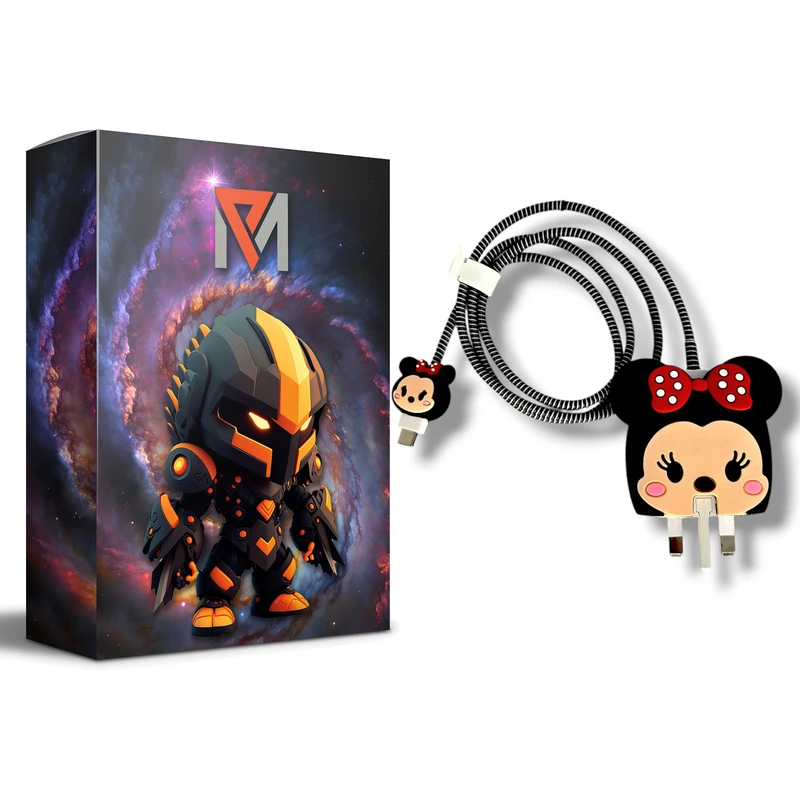 محافظ کابل ام پی مدل مینی ماوس به همراه محافظ شارژر دیواری مجموعه 4 عددی