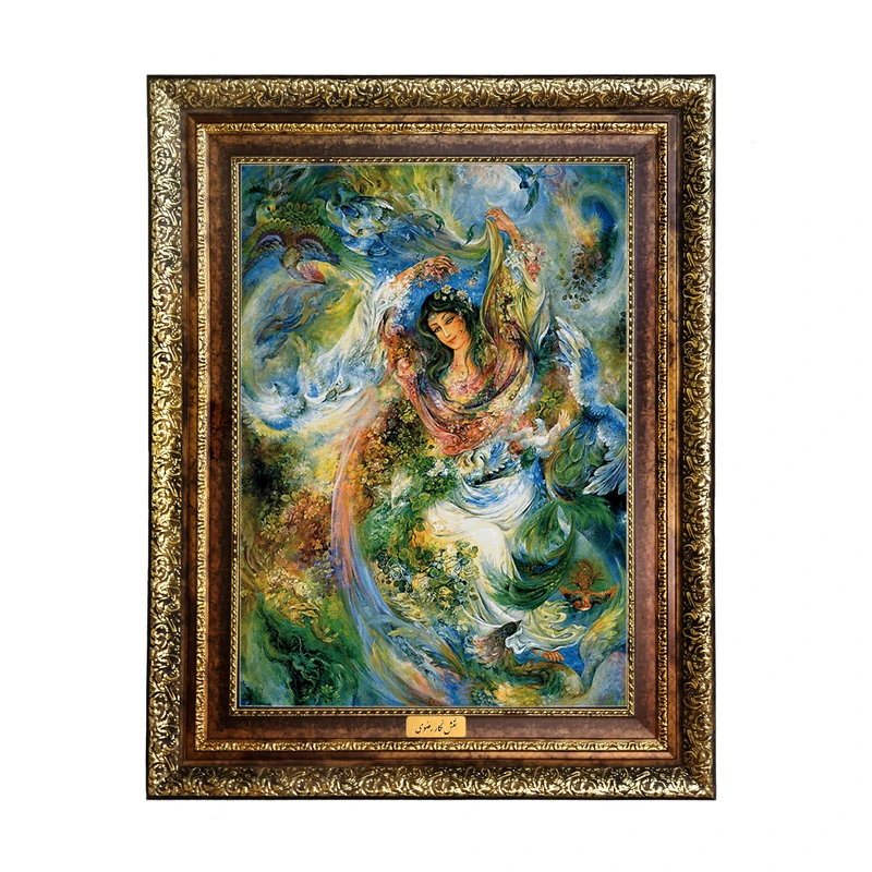 تابلو فرش ماشینی نقش نگار رضوی طرح مینیاتور کد 1500H