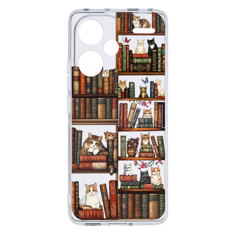 کاور طرح Cat & Books مناسب برای گوشی موبایل شیائومی Redmi Note 13 Pro Plus