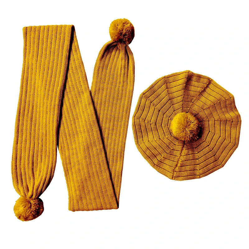 ست کلاه و شال گردن بافتنی بچگانه مدل فرانسوی کد N10