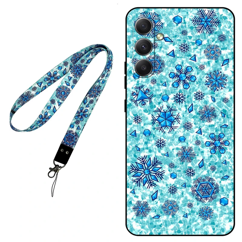 کاور مگافون طرح برف مدل 0014 مناسب برای گوشی موبایل سامسونگ Galaxy A54 به همراه بند گردنی 