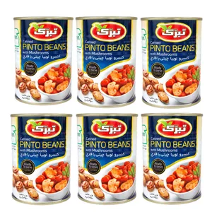 کنسرو لوبیا چیتی با قارچ تبرک - 350 گرم بسته 6 عددی