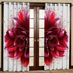 پرده مدل گل دار مخمل پانچی کد 1136L سایز 140x280 سانتی متر