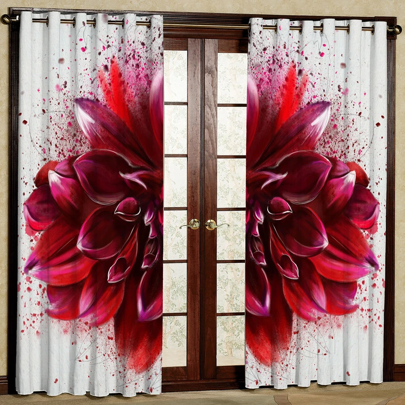پرده مدل گل دار مخمل پانچی کد 1136L سایز 140x280 سانتی متر
