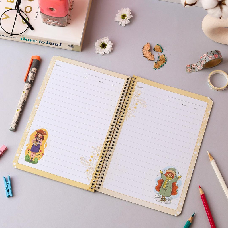 دفتر مشق 50 برگ دایان مدل حاشیه دار طرح امیلی کد 08