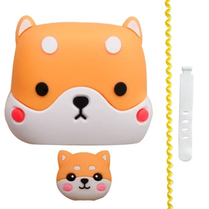 محافظ کابل طرح فانتزی سگ مدل Shiba inu-Cover به همراه محافظ شارژر دیواری مجموعه 4 عددی