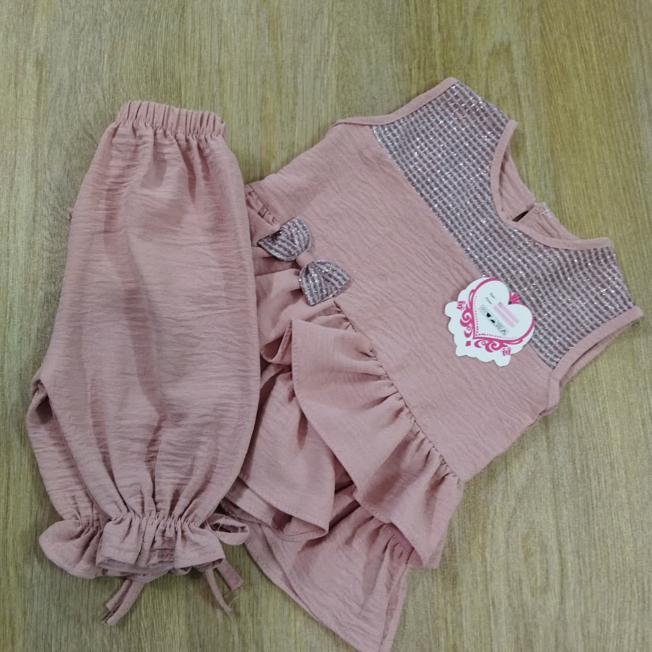 ست تاپ و شلوارک دخترانه مدل ابرو بادی کد GL101