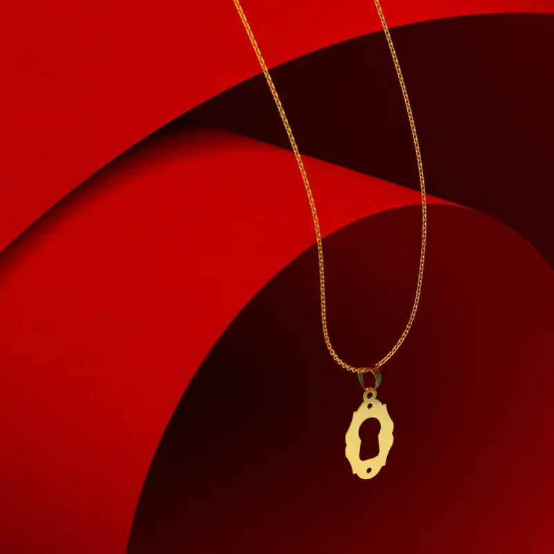 گردنبند طلا 18 عیار زنانه مدوپد مدل قفل کد F3-1-1182