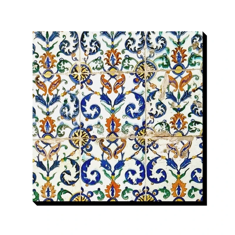 تابلو شاسی ترمه طراحان ایده مدل کاشی سبز و سرمه ای کد cfp1088